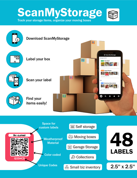 48 AI Powered QR Code Stickers - 1 Pack (4 Colors)